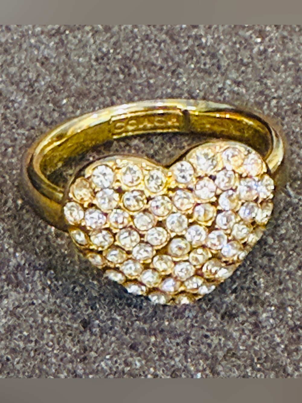 Coach Pave Gold Tone Heart Ring